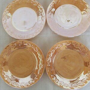 Fire King Anchor Hocking Peach Luster Ware lunch plates set of 4 Laurel Leaf